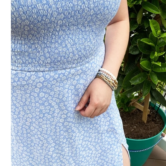 Abercrombie & Fitch Light Blue Smocked Top with Ruffle Trim - Picture 2 of 5